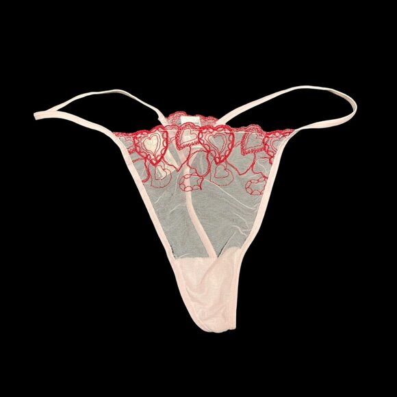 VTG New York and Company V Thong Panty Panties‎ Underwear Floral Sheer Pink XL - Picture 1 of 5